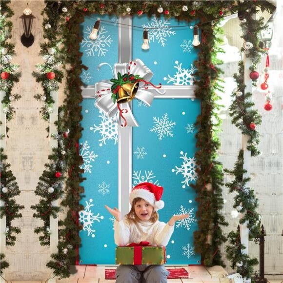 Christmas Door Cover Xmas Door Decorations Christmas Gift Box Present Door Cover - Picture 5 of 7
